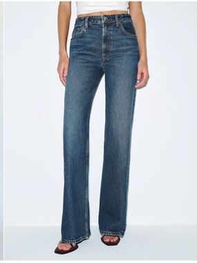NWT Reformation Hunter Stretch Mid Rise Wide Leg Jeans in Spree